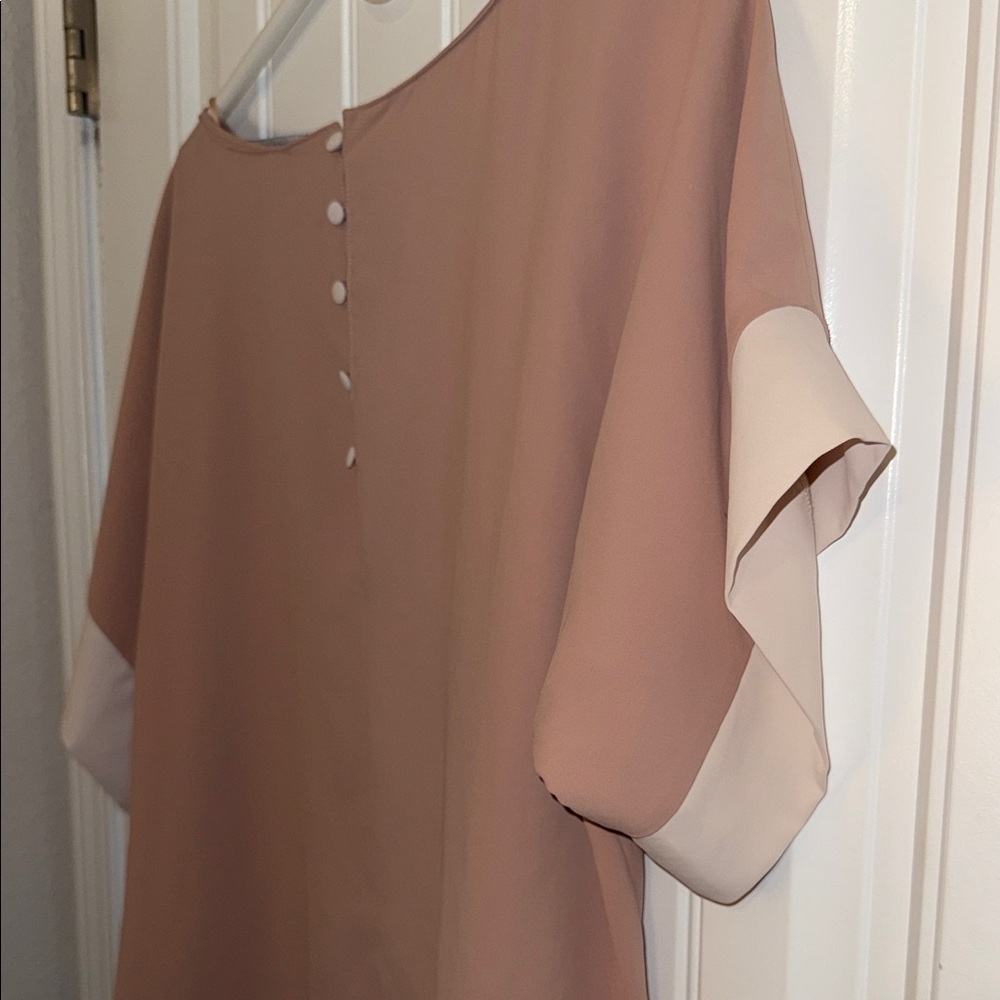 NWT Zara Blush & Cream Colorblock Oversized Blouse - Picture 10 of 11